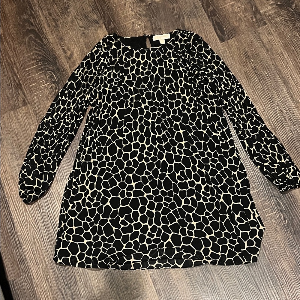 Michael Kors Black and Cream Patterned Dress
